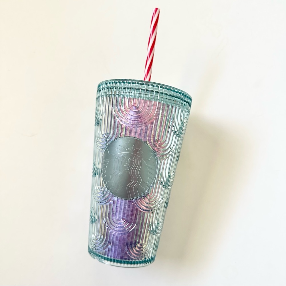 Starbucks Cold Cup Mermaid Iridescent Holographic Wave Plastic 16oz Tumbler FLAW